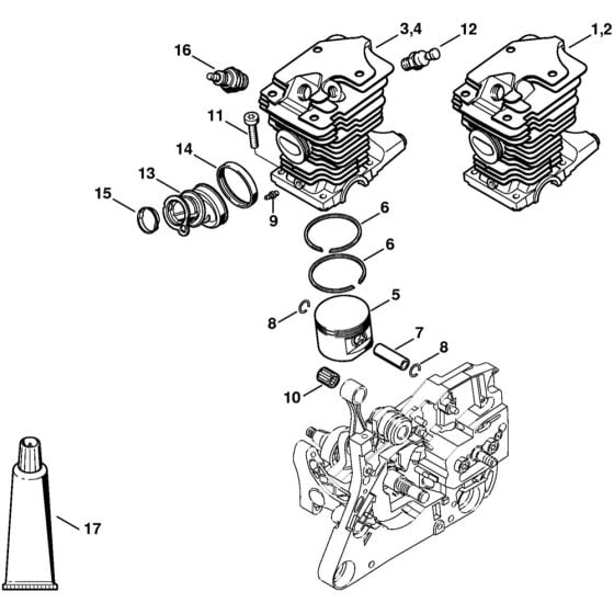 Cylinder MS 270 Assembly for Stihl MS270 Chainsaws