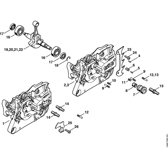 Crankcase Assembly for Stihl MS270 MS270C MS280 MS280C Chainsaws