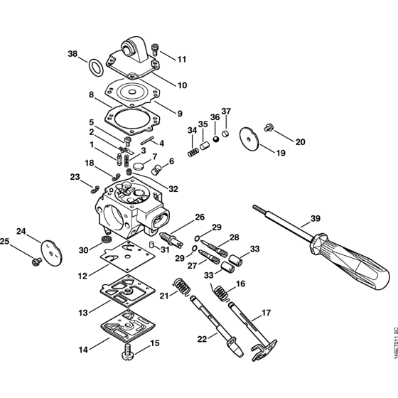 Carburetor HD-33 Assembly for Stihl MS270 MS270C MS280 MS280C Chainsaws