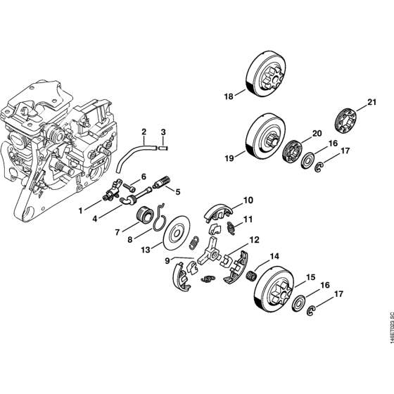 Oil pump & Clutch Assembly for Stihl MS270 MS270C MS280 MS280C Chainsaws