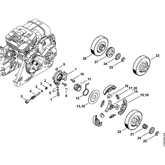 Oil pump & Clutch Assembly for Stihl MS341 Chainsaws