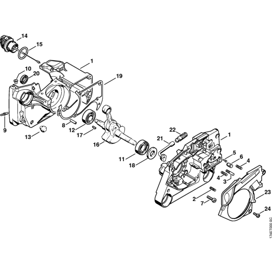 Crankcase Assembly for Stihl MS360 Chainsaws