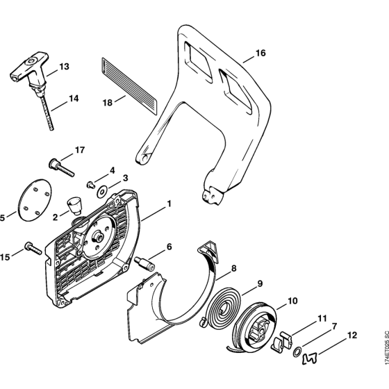 Rewind starter Assembly for Stihl MS360 Chainsaws