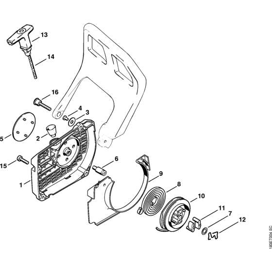 Rewind starter Assembly for Stihl MS360C Chainsaws