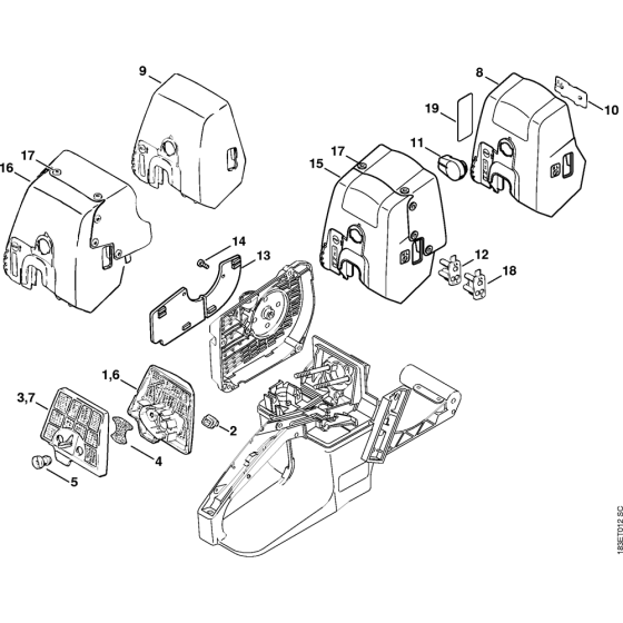 Air filter & Carburetor box cover Assembly for Stihl MS360C Chainsaws