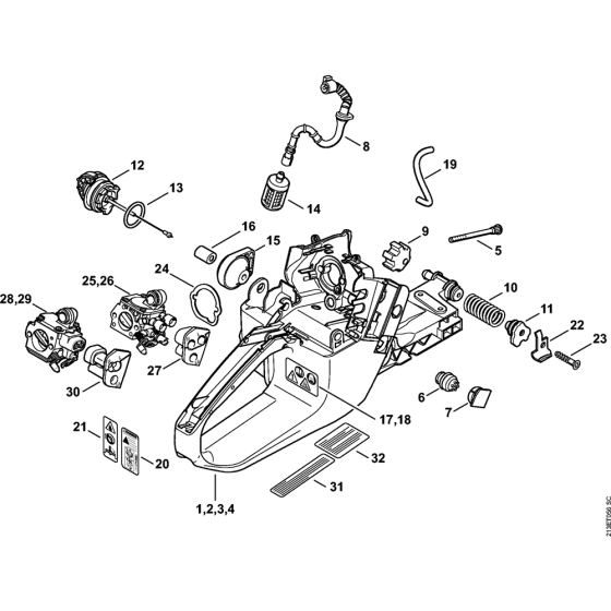 Tank housing Assembly for Stihl MS361 MS361C Chainsaws