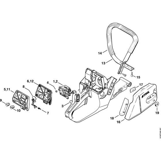 Air filter & Handlebar Assembly for Stihl MS380 Chainsaws