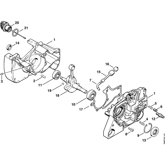 Crankcase Assembly for Stihl MS381 Chainsaws