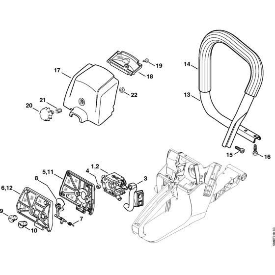 Air filter & Handlebar Assembly for Stihl MS381 Chainsaws