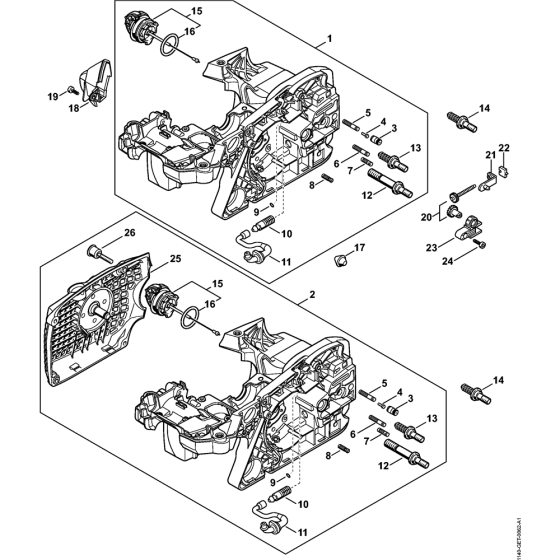 Engine housing & Chain tensioner Assembly for Stihl MS391 Chainsaws