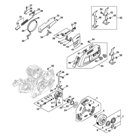 Clutch, Oil pump, Chain brake for Stihl MS 400 C-M Chainsaw