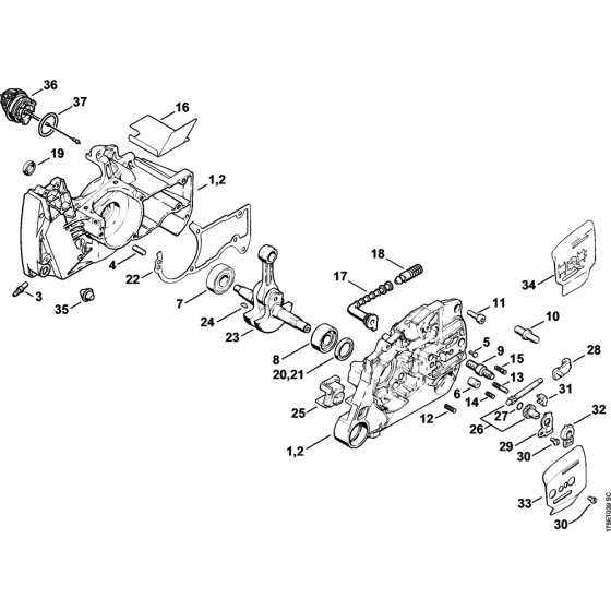 Crankcase & Crankshaft Assembly for Stihl MS440 Chainsaws