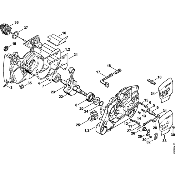 Crankcase & Crankshaft Assembly for Stihl MS460 Chainsaws