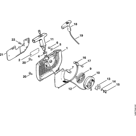 Rewind starter Assembly for Stihl MS460 Chainsaws