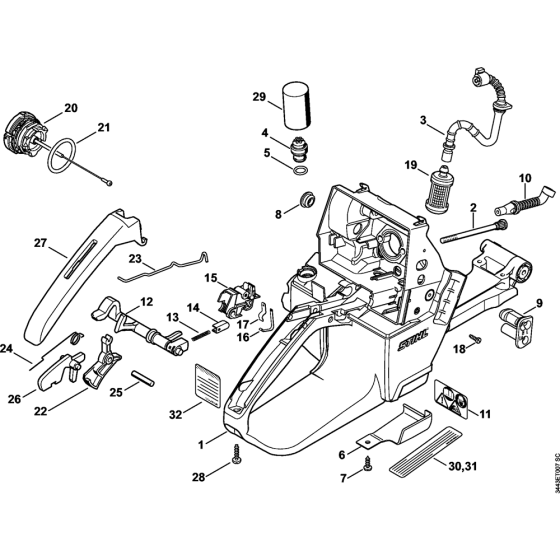 Tank housing Assembly for Stihl MS461 Chainsaws