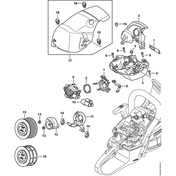 Carburetor bracket & Air filter & Shroud Assembly for Stihl MS462 MS62C Chainsaws