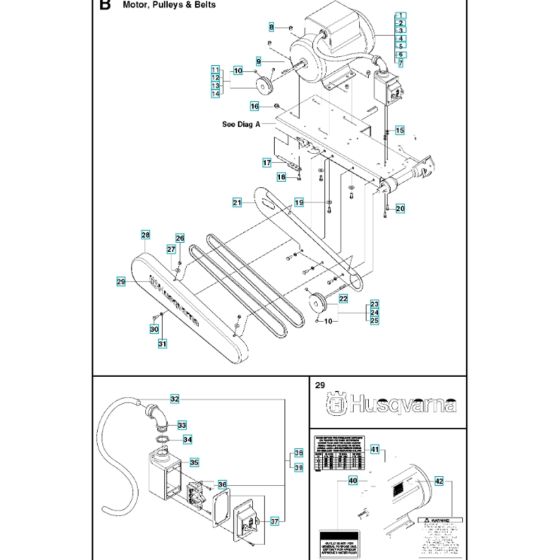 Motor, Pulley & Belts Assembly