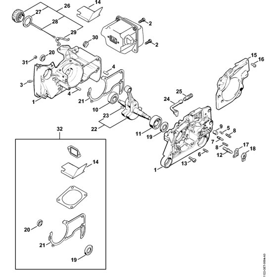 Crankcase Assembly for Stihl MS640 Chainsaws