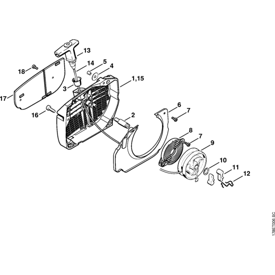 Rewind starter Assembly for Stihl MS650 Chainsaws