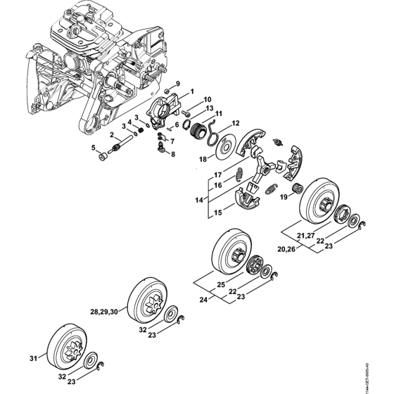 Oil pump & Clutch Assembly for Stihl MS651 Chainsaws