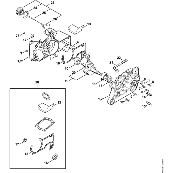 Crankcase Assembly for Stihl MS660 Chainsaws