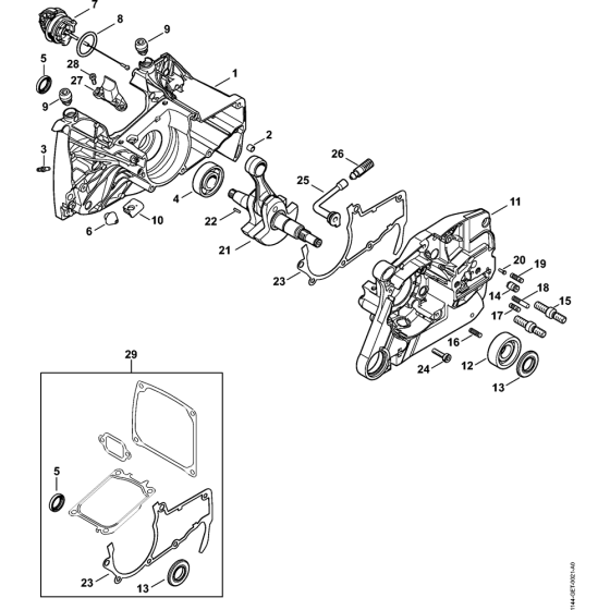 Crankcase Assembly for Stihl MS661 MS661C Chainsaws