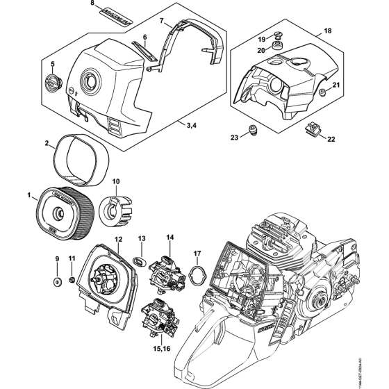 Air filter & Shroud Assembly for Stihl MS661 MS661C Chainsaws