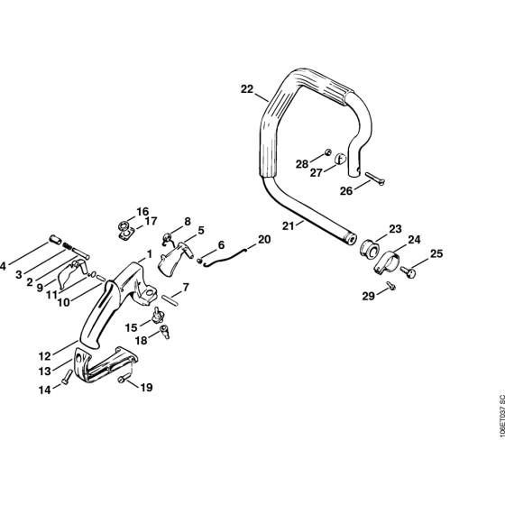 Handle & Handlebar Assembly for Stihl MS720 Chainsaws