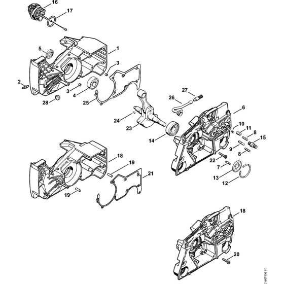 Crankcase Assembly for Stihl MS880 Chainsaws