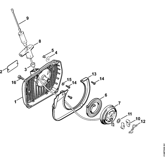 Rewind starter Assembly for Stihl MS880 Chainsaws