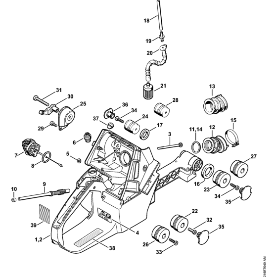 Tank housing & AV-System Assembly for Stihl MS880 Chainsaws