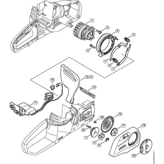 Electric Motor, Electric Module Assembly for Stihl MSA 140 C-BQ Powerhead Cordless Chainsaw