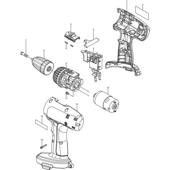 Main Assembly for Makita MT065SK2 Cordless Driver Drill