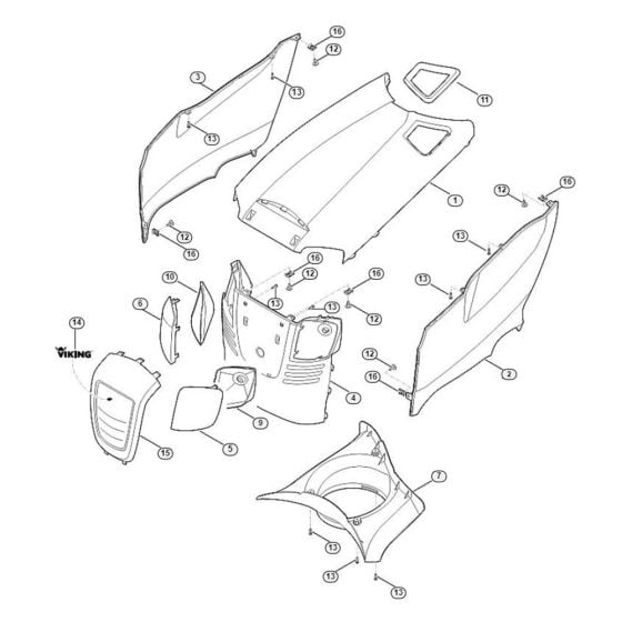 Engine Hood for Stihl/ Viking MT 4112.0 SZ Ride on Mowers