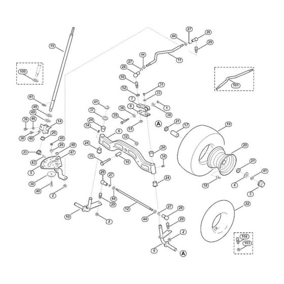 Steering, Front Wheel for Stihl/ Viking MT 5097.0 Ride on Mowers