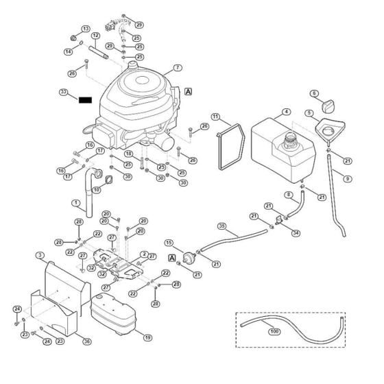 Engine, Tank for Stihl/ Viking MT 5097.0 C Ride on Mowers