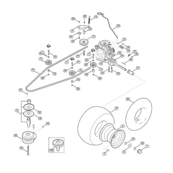 Gearbox, Rear Wheel, Blade Clutch for Stihl/ Viking MT 5097.1 C Ride on Mowers