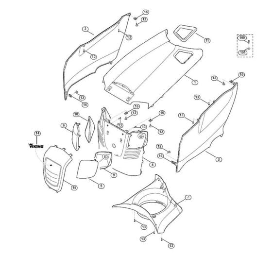 Engine Hood for Stihl/ Viking MT 6112.0 K Ride on Mowers