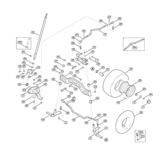 Steering, Front Wheel for Stihl/ Viking MT 6112.0 ZL Ride on Mowers