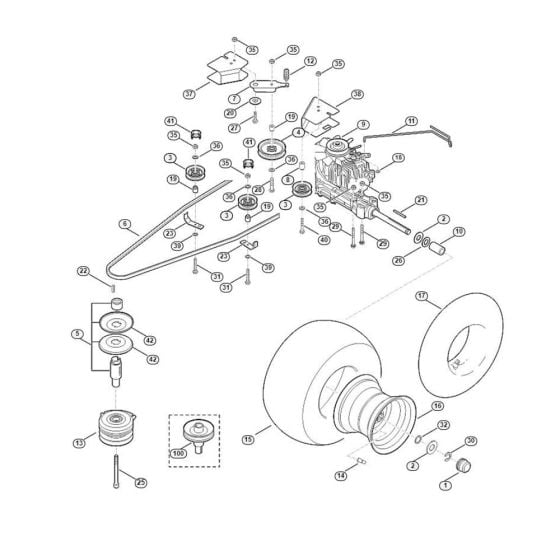 Gearbox, Rear Wheel, Blade Clutch for Stihl/ Viking MT 6112.0 ZL Ride on Mowers