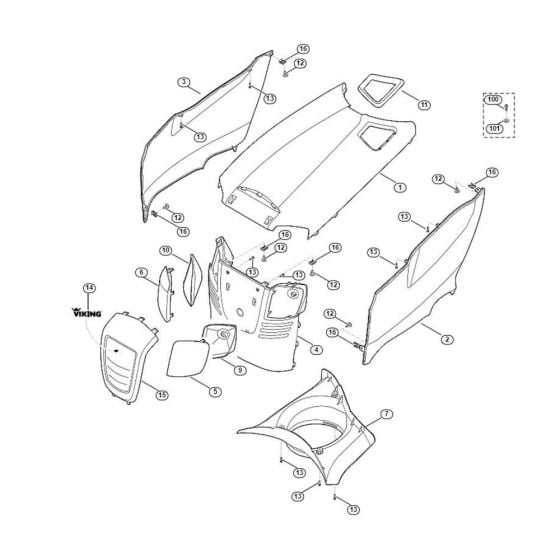 Engine Hood for Stihl/ Viking MT 6127.0 ZL Ride on Mowers