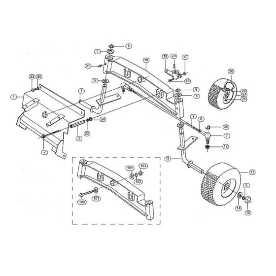 Front Axle  for Stihl/ Viking MT 640 (1997) Ride on Mowers