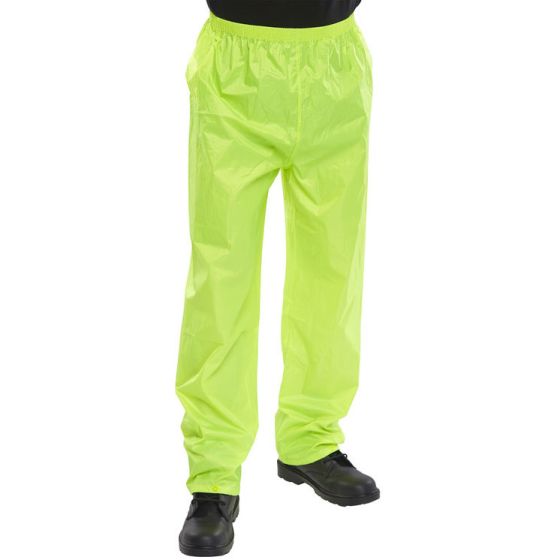 B-Dri Nylon Trouser L/weight PVC Coated Inner Elasticated Saturn Yellow 3XL