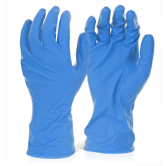 Nitrile Disposable Gloves Diamond Textured Sure Grip P/Free X500 Blue SML