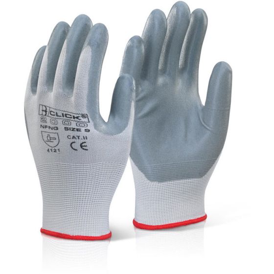 Nitrile Foam Nylon Glove Seamless Shell c/w Coated Palms & Fingers Grey 09