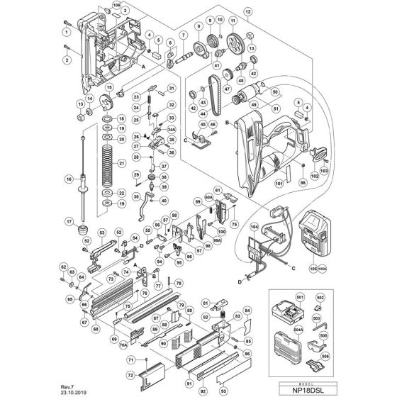 Main Assembly for Hikoki NP18DSL Cordless Pin Nailer