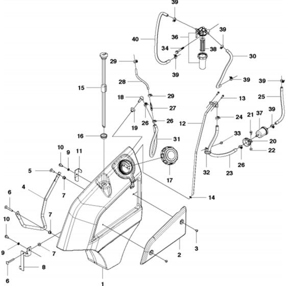 Fuel System Assembly for Husqvarna P520D Riders