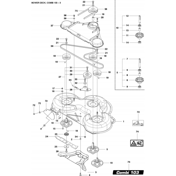 41"/103cm Cutting Deck Assembly-3 for Husqvarna P524 Riders