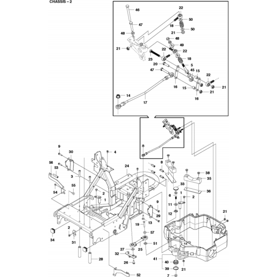 Chassis/Frame Assembly-2 for Husqvarna P524 Riders