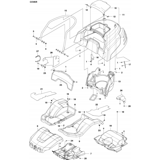 Cover Assembly for Husqvarna P524 Riders